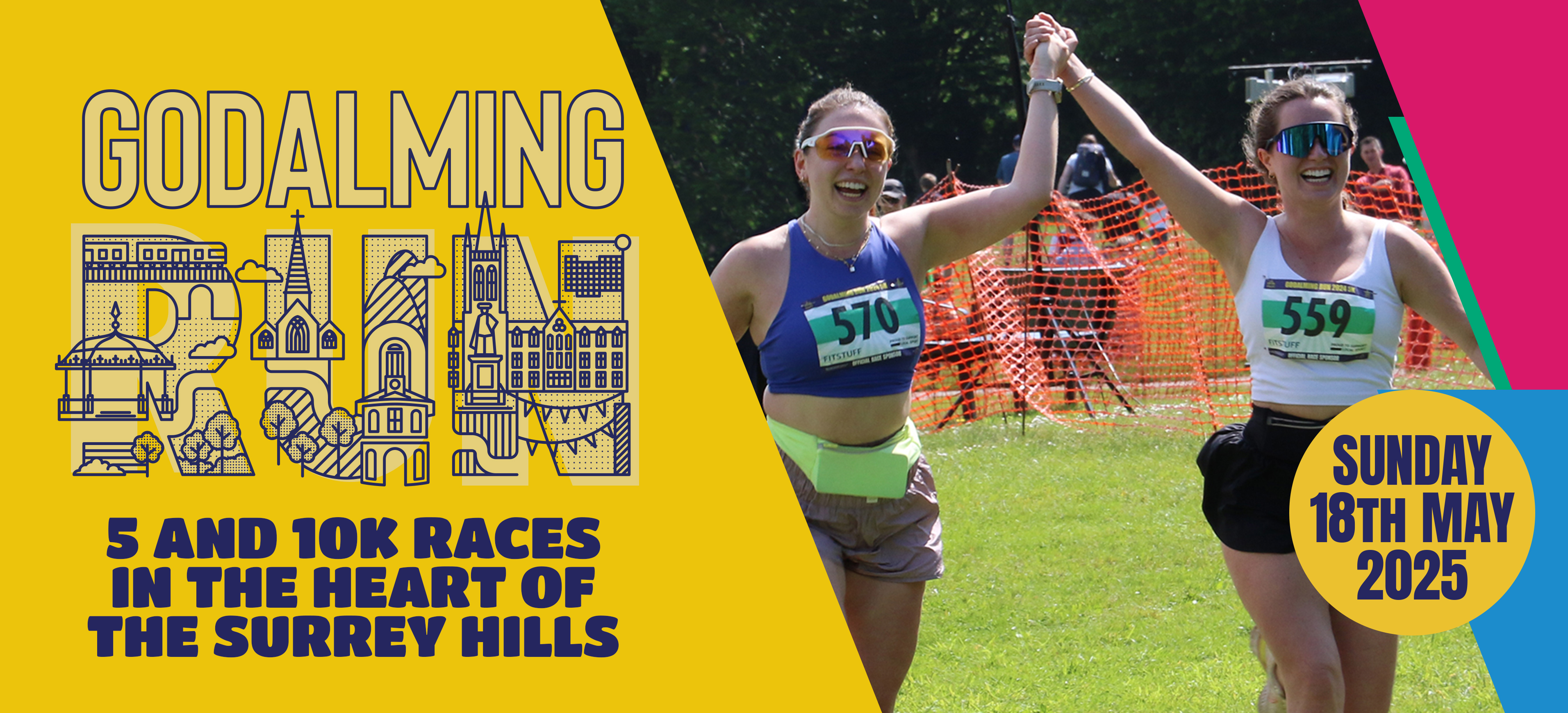 The Godalming Run - 5k & 10k races through the streets of Godalming and off road among the Surrey Hills, including the grounds of Charterhouse public school.  Plus a great <a href='fun-run'>Family Fun Run</a> for the kids and families.